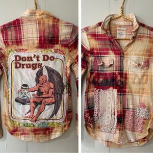 Don’t Do Drugs Bleach Distressed Flannel